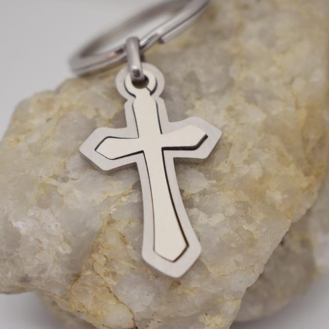 Double Cross Stainless Steel Keychain